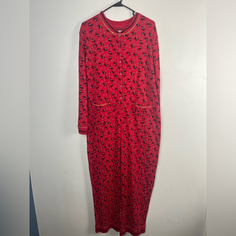 Vintage 90s Ashley Taylor red and black schnauzer onesie size large